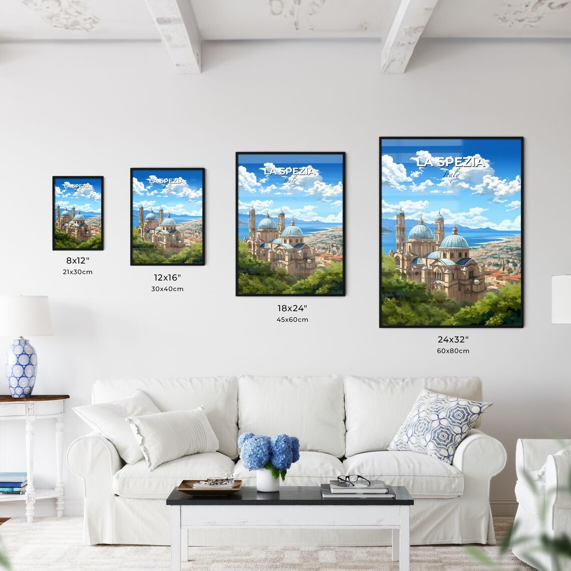 La Spezia Italy Domed Cathedral Hilltop With Bay View Poster - Image 3