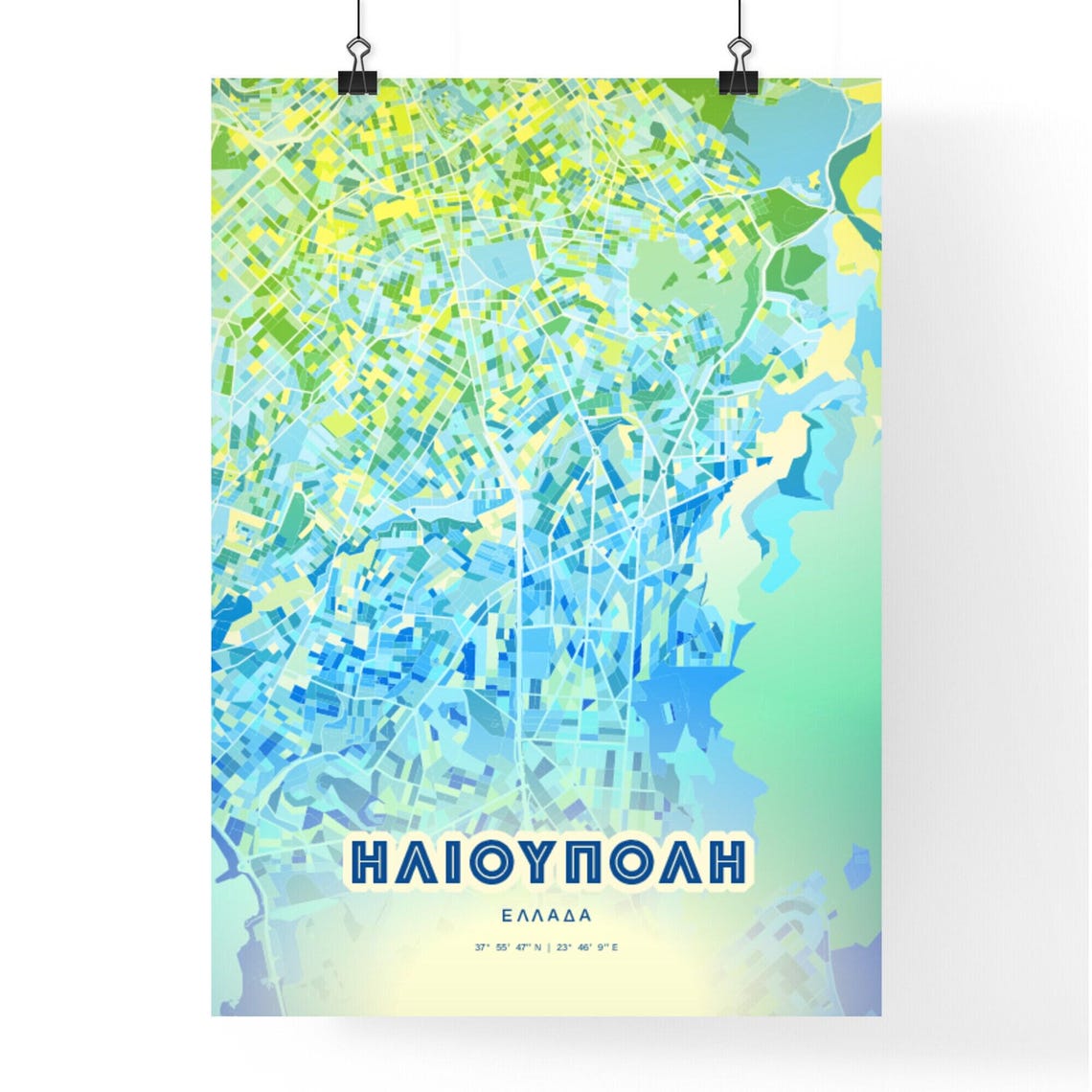 Ilioupoli Greece Customizable City Map Poster For Home Wall Decor - Image 2