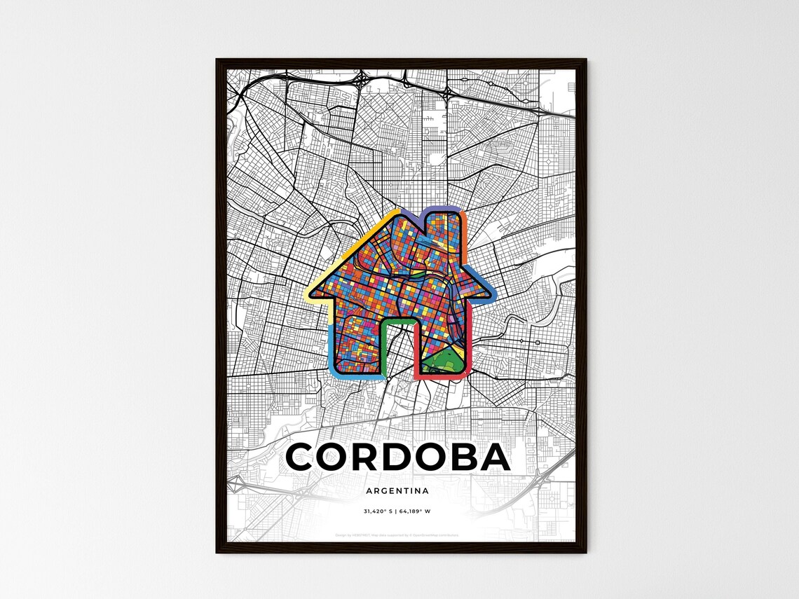 Córdoba Argentina Romantic Minimalist Heart City Map Art Poster - Image 3