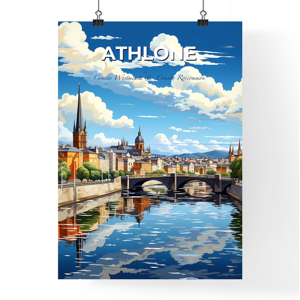 Athlone County Westmeath County Roscommon A River With A Bridge Travel Skylines Collection Customizable - Image 4