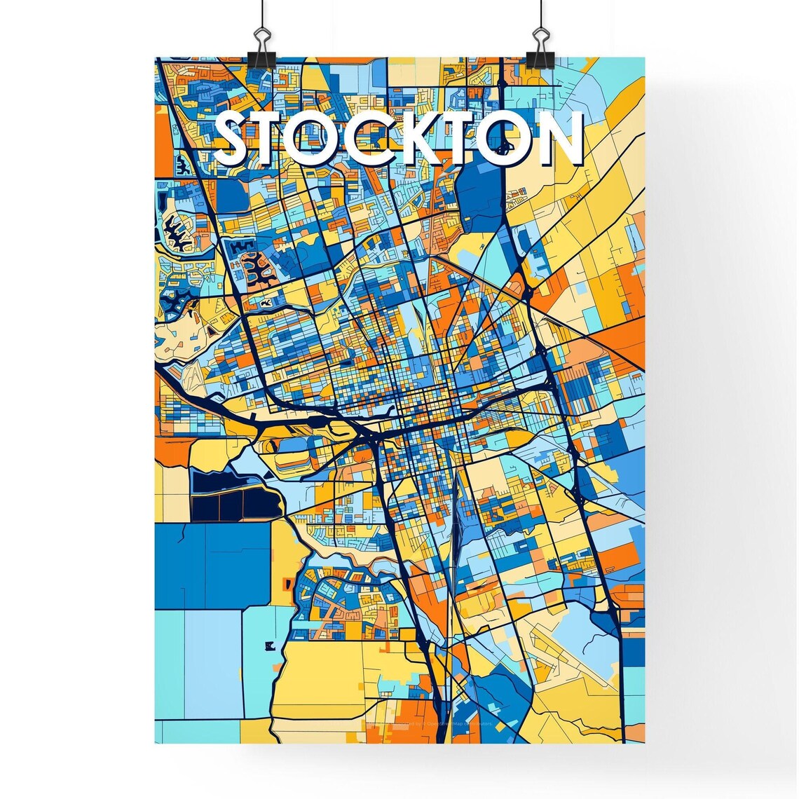 Stockton California City Map Poster Vibrant Modern Home Wall Decor - Image 4