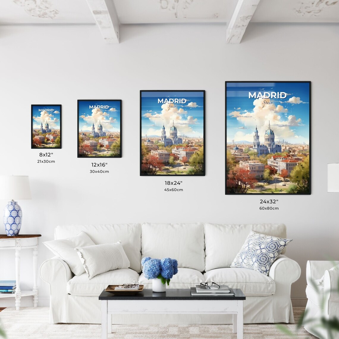Madrid Spain Historic Domed Landmark City Skyline Travel Art Poster - Image 3
