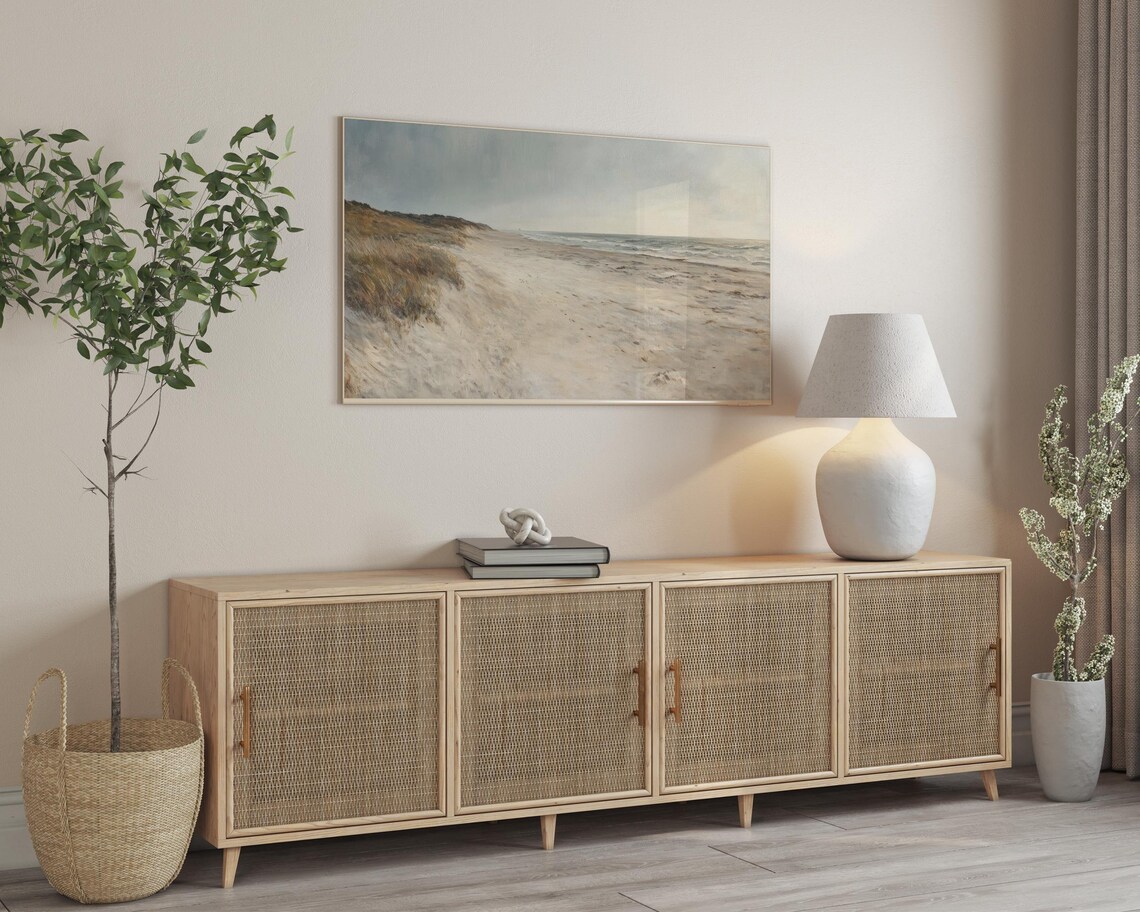 Autumn Coastal Beach Dunes Muted Seascape Frame TV Art Poster - Image 3