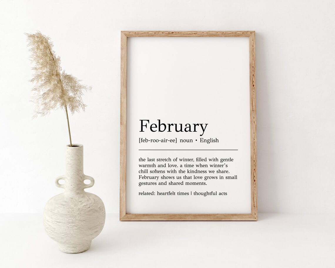 February Definition Print, Minimalist Winter Wall Art - Image 2