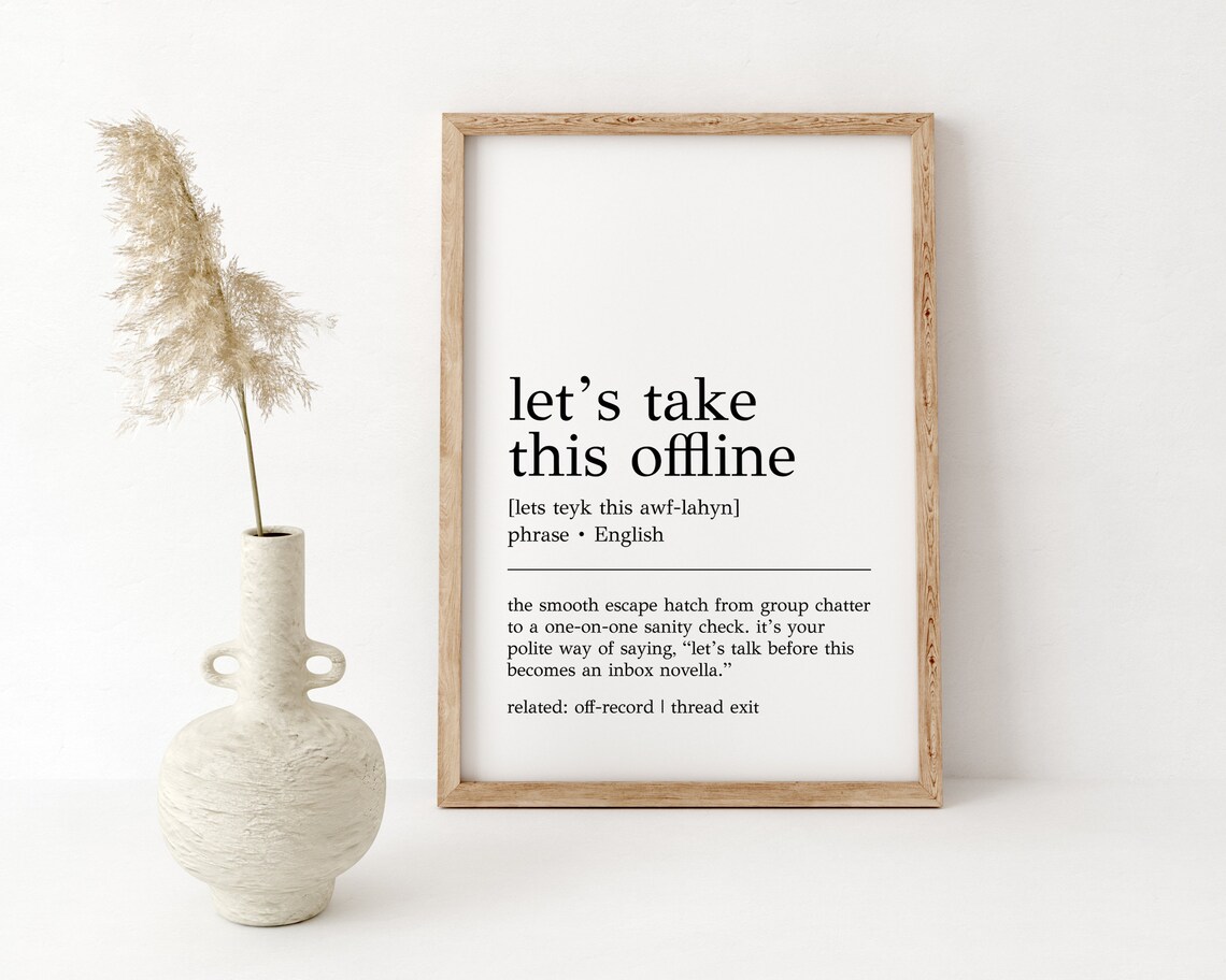 Lets Take This Offline Definition Print Funny Office Decor Home Office Wall Art Print Cubicle Decor Home Office Decor - Image 2