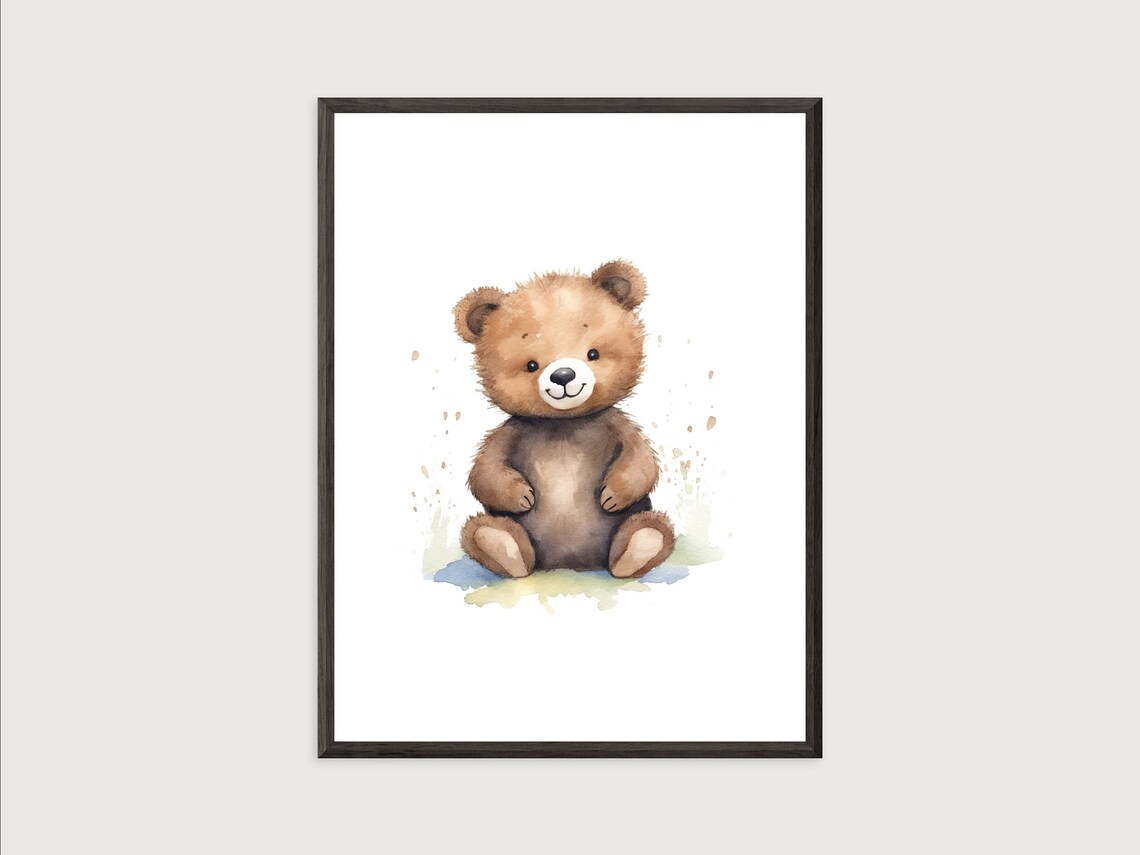 Sweet Cute Baby Bear Watercolor Woodland Nursery Decor Wall Print - Image 2