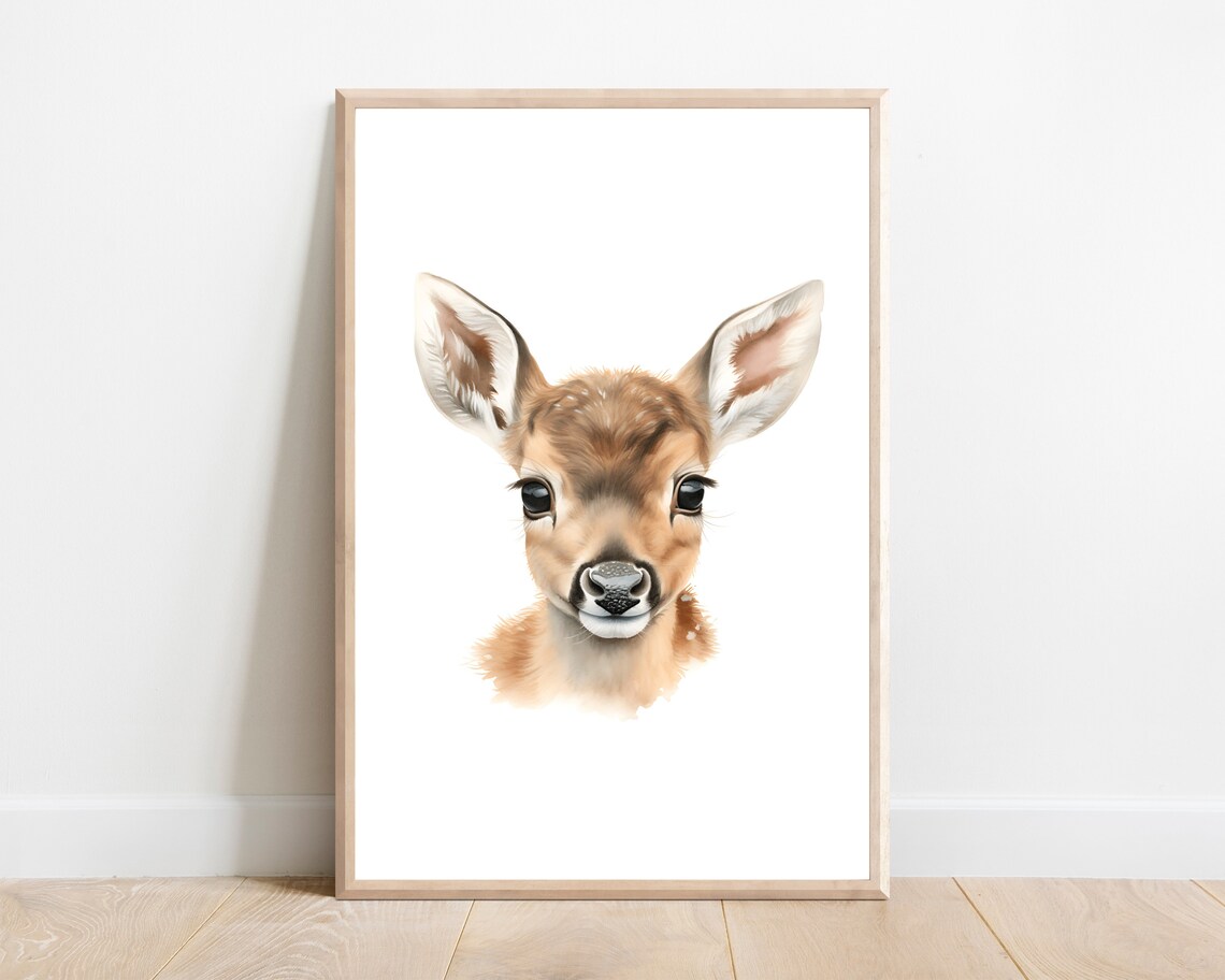 Deer Nursery Print, Woodland Animal Wall Art