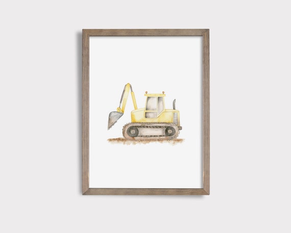 Bulldozer Nursery Print Construction Truck Wall Art Boy Room Decor Playroom Wall Art Watercolor Bulldozer Construction Truck Print