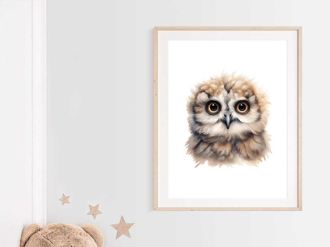 Owl Nursery Art Print, Woodland Animal Decor - Image 2