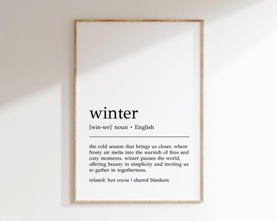 Winter Definition Minimalist Typography Art Print