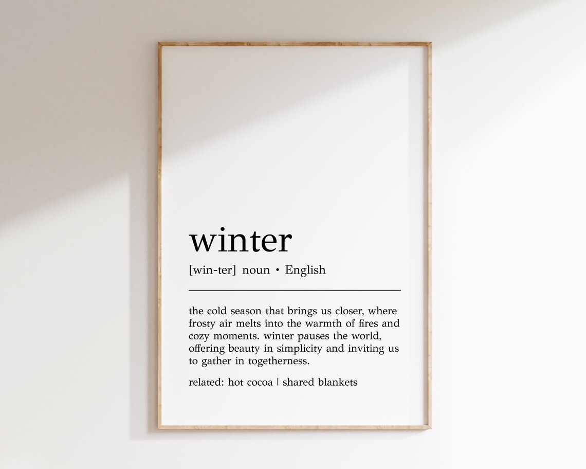 Winter Definition Minimalist Typography Art Print