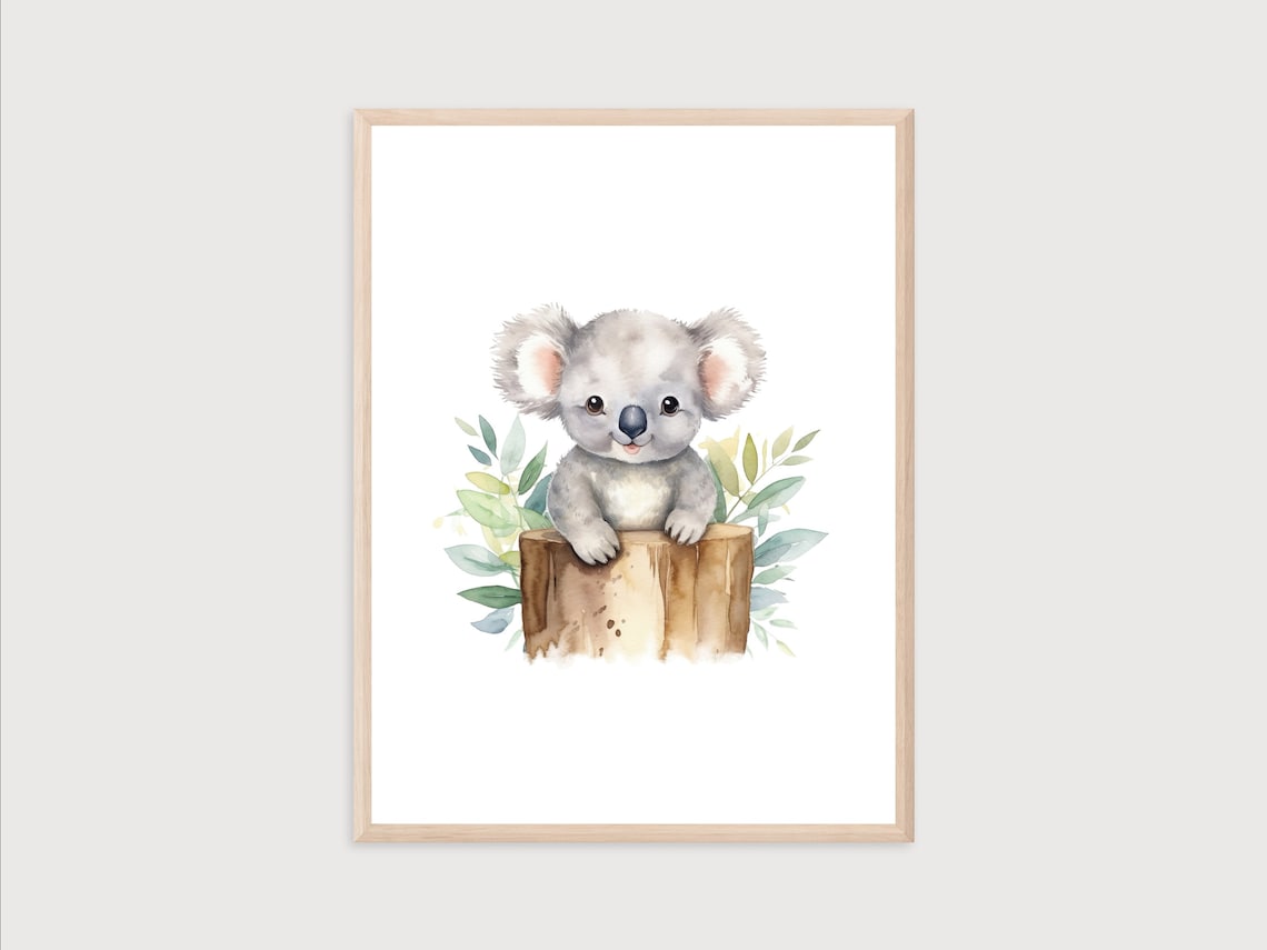Baby Koala Watercolor Nursery Wall Art Print