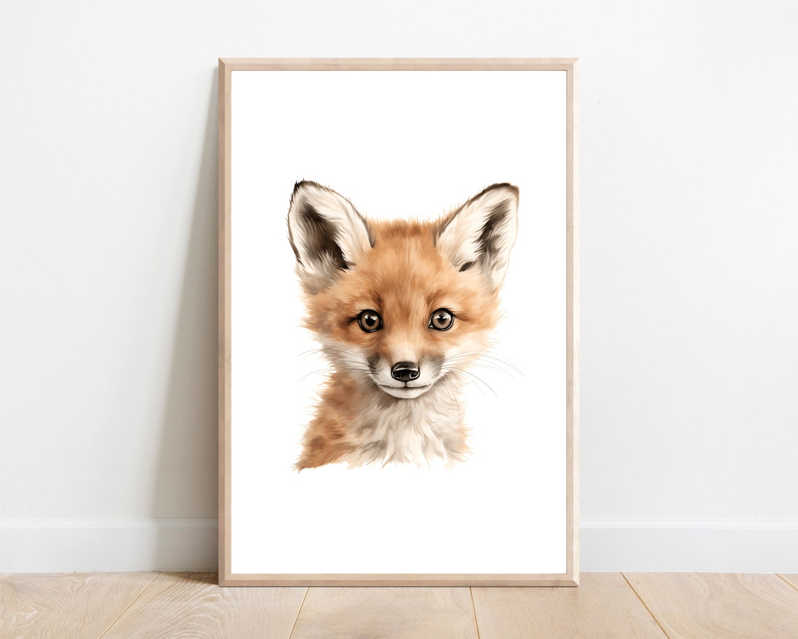 Fox Nursery Print Fox Wall Art Woodland Animal Print Nursery Decor Wall Art Baby Room Decor