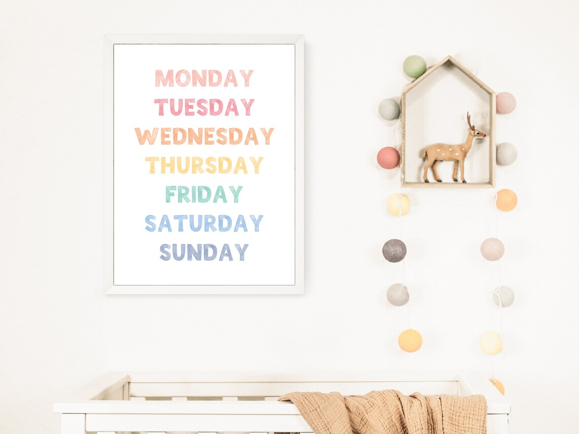 Pastel Rainbow Days Of The Week Educational Kids Classroom Poster - Image 2