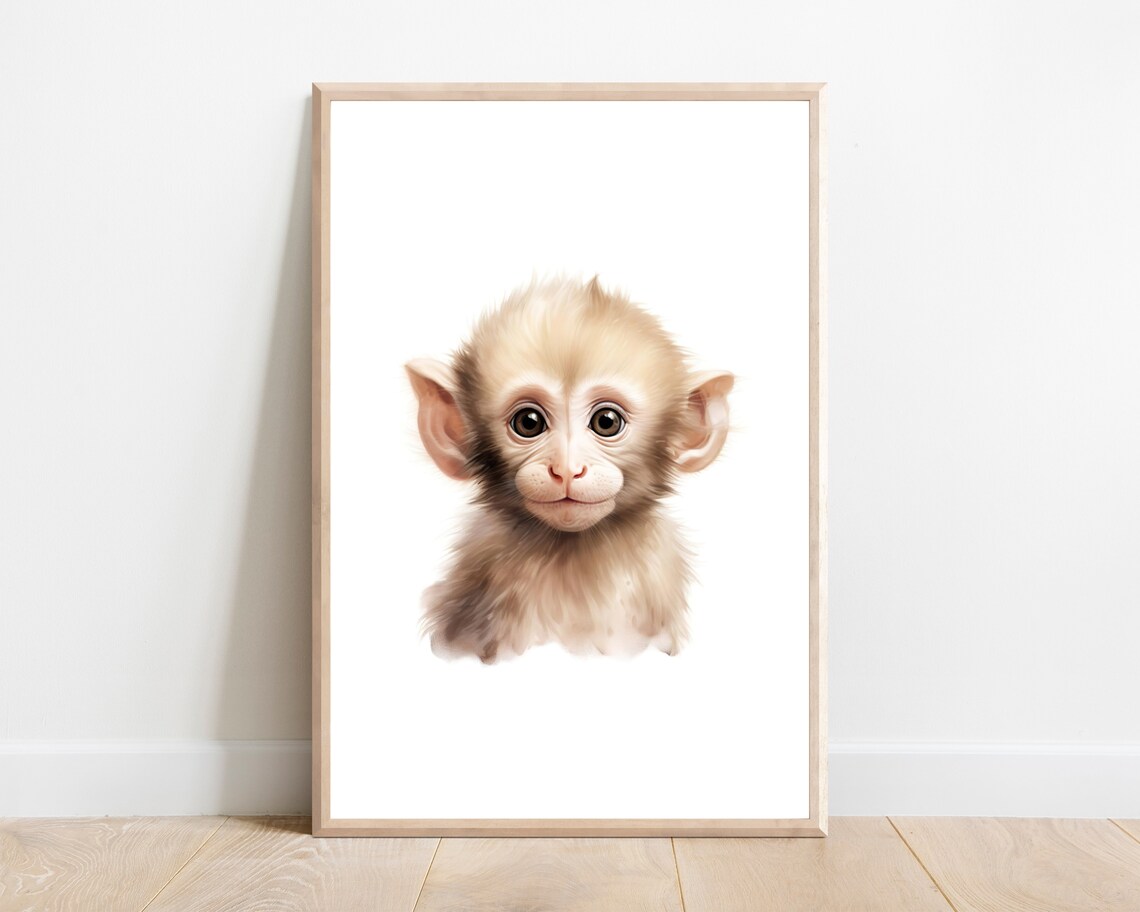 Monkey Nursery Print, Jungle Animal Nursery Decor
