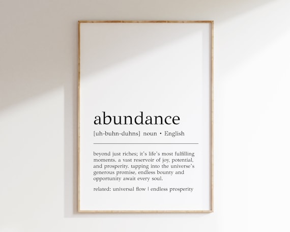 Abundance Definition Motivational Wall Art Print