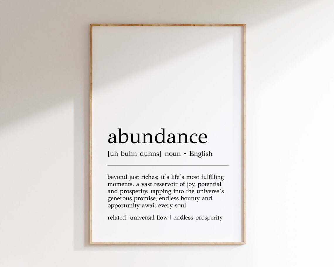 Abundance Definition Motivational Wall Art Print
