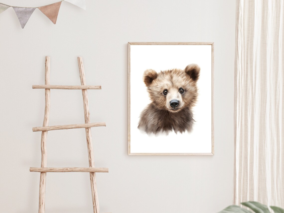 Bear Nursery Watercolor Animal Art Print, Woodland Decor - Image 2