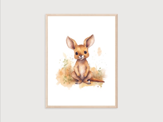 Baby Kangaroo Print Animal Print Watercolor Kangaroo Nursery Wall Decor Kangaroo Wall Art Nursery Watercolor Animal