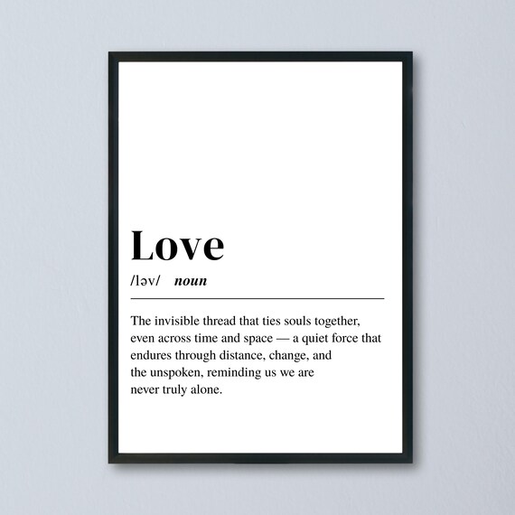 Love Definition Dictionary Quote Poster Minimalist Typography