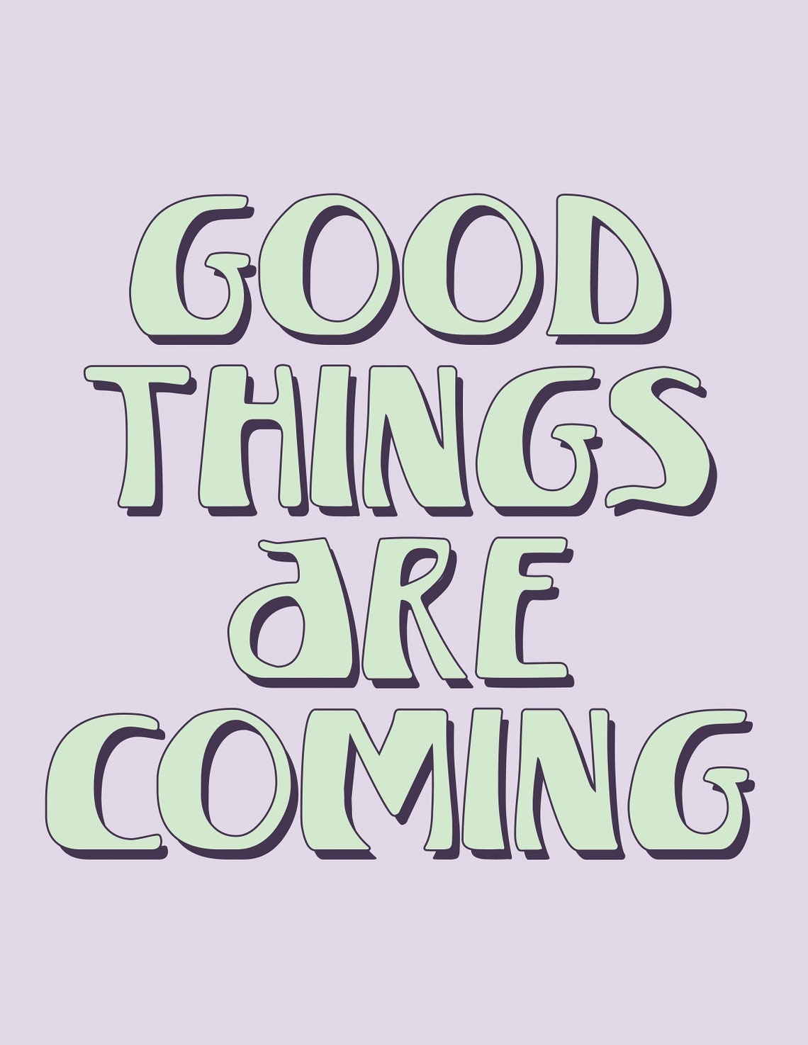 Good Things Are Coming Mint Retro Lavender Hope Quote Poster - Image 2