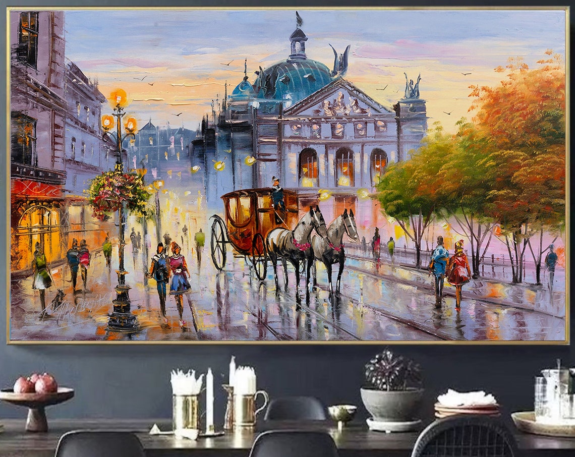 Lviv Ukraine Oil Painting Original Ukraine Paintings On Buy Ukrainian Art Made In Ukraine Large Yellow And Blue Painting City Art