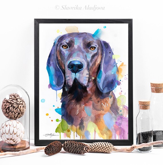 Hanover Hound Dog Watercolor Painting Print By Slaveika Aladjova Art Illustration Home Decor Contemporary Animal Poster Cute Pet