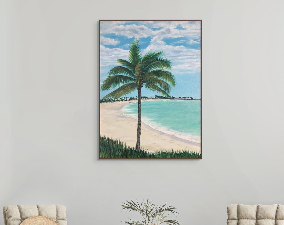 Tropical Palm Tree White Sand Beach Turquoise Ocean Summer Poster - Image 3