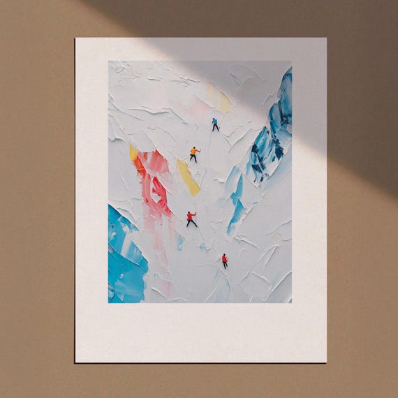 Rock Climbing Poster Minimal People Landscape Print Travel Adventure Hiking Acrylic Mountain Art Climber Gift