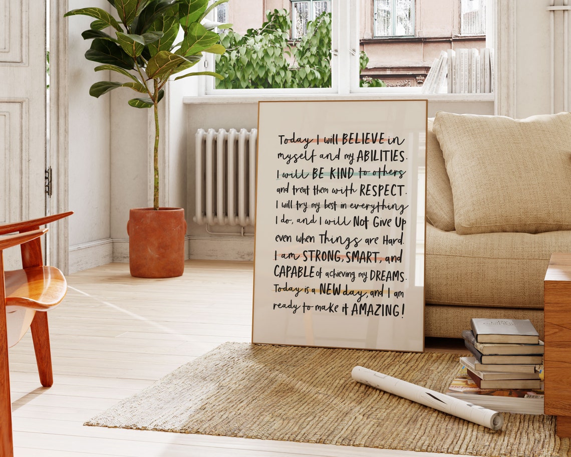 Today I Will Believe In Myself Daily Affirmations Wall Poster - Image 3
