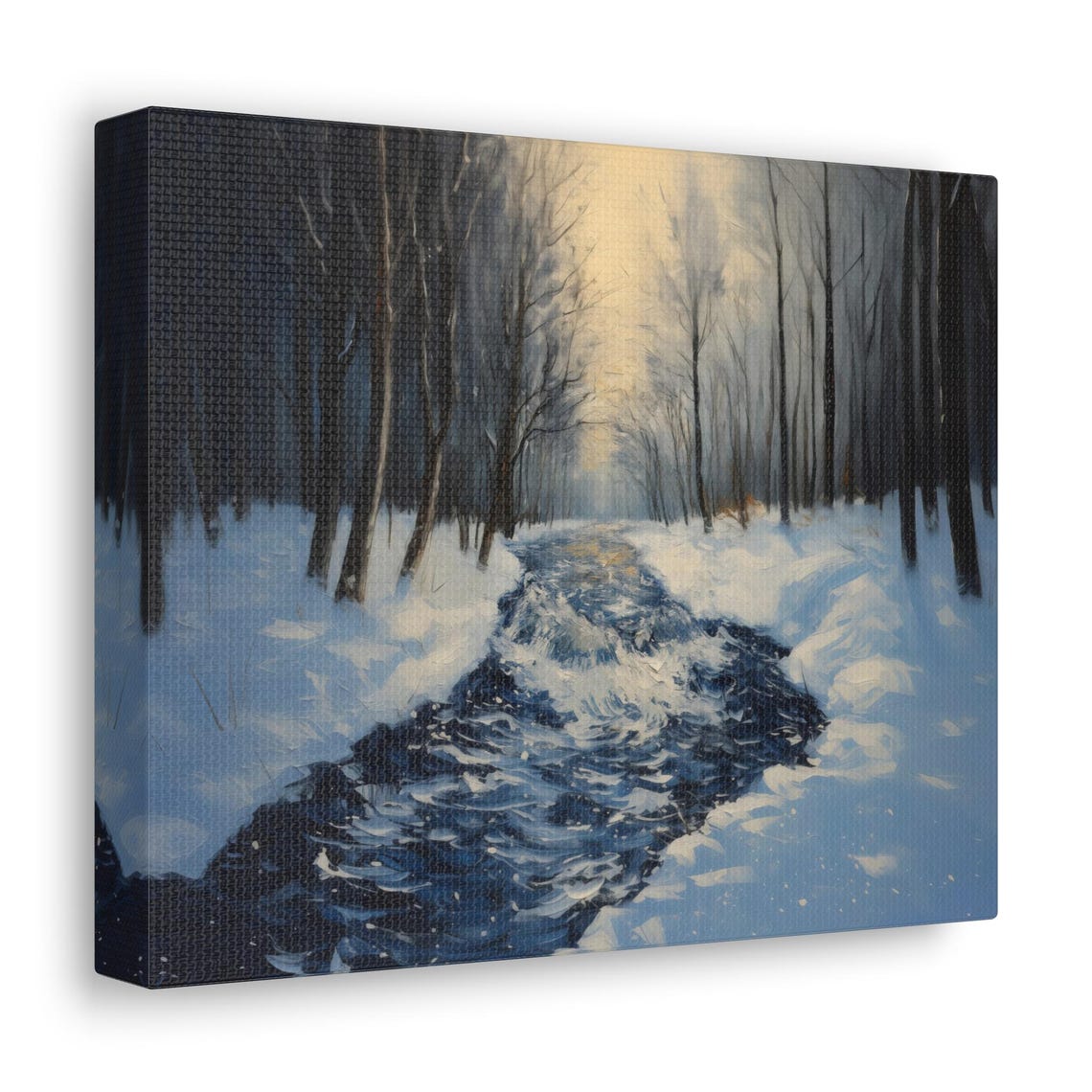 Snowy Pine Forest Stream In Winter Morning Light Landscape Print - Image 2