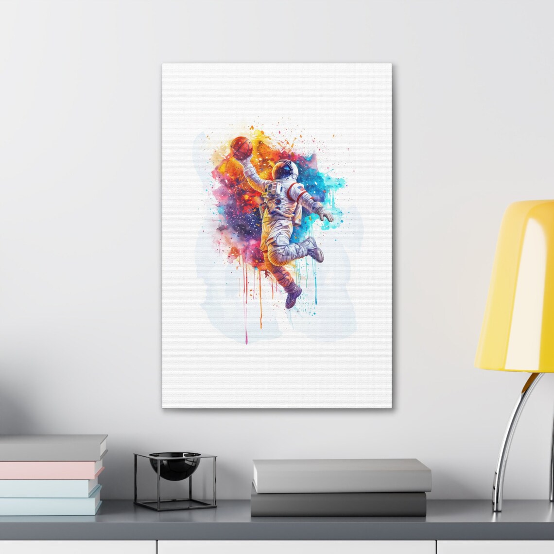 Astronaut Basketball Dunk Watercolor Splash Painting Space Sport Art Poster - Image 3