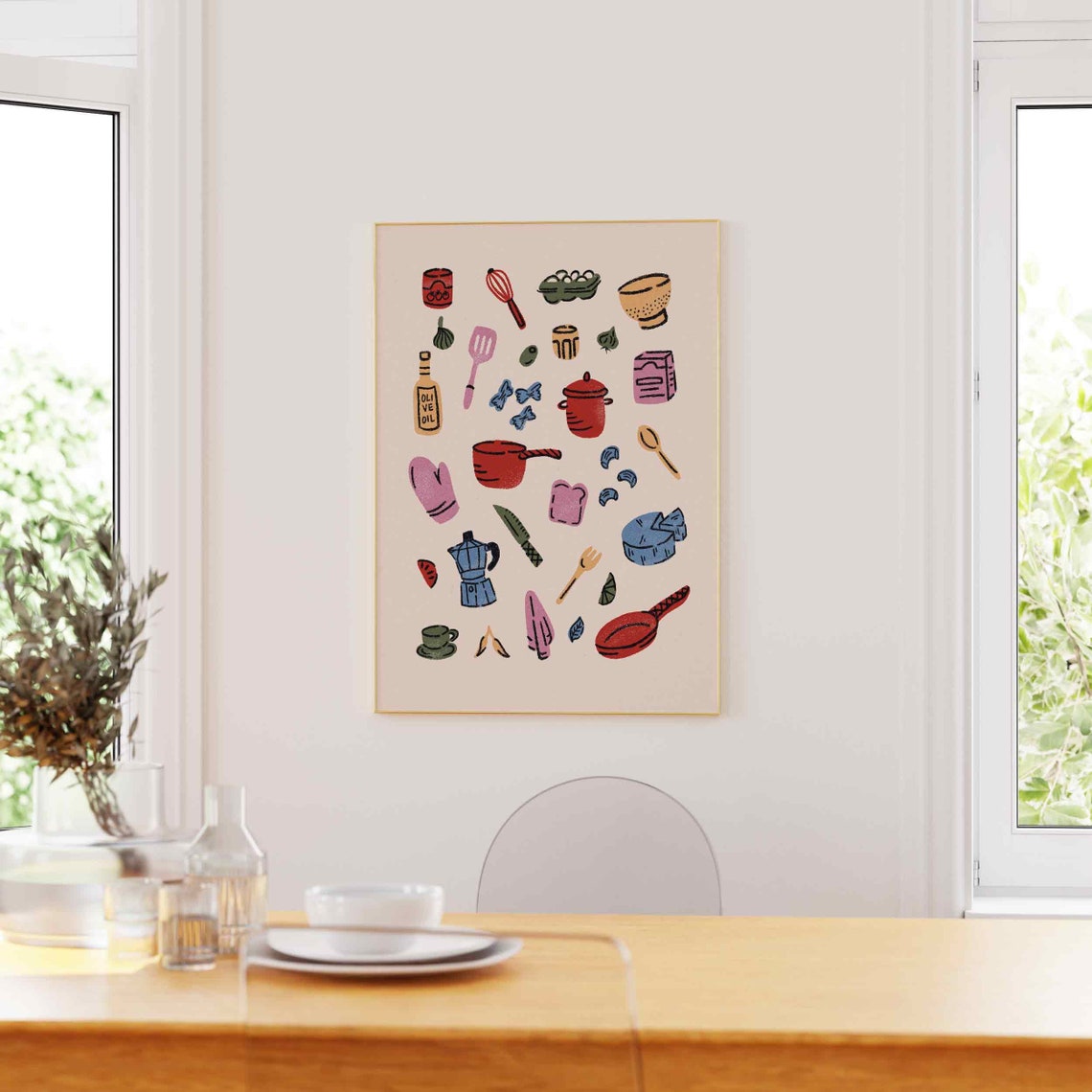 Hand Drawn Italian Kitchen Ingredients Vintage Cookware Poster - Image 4