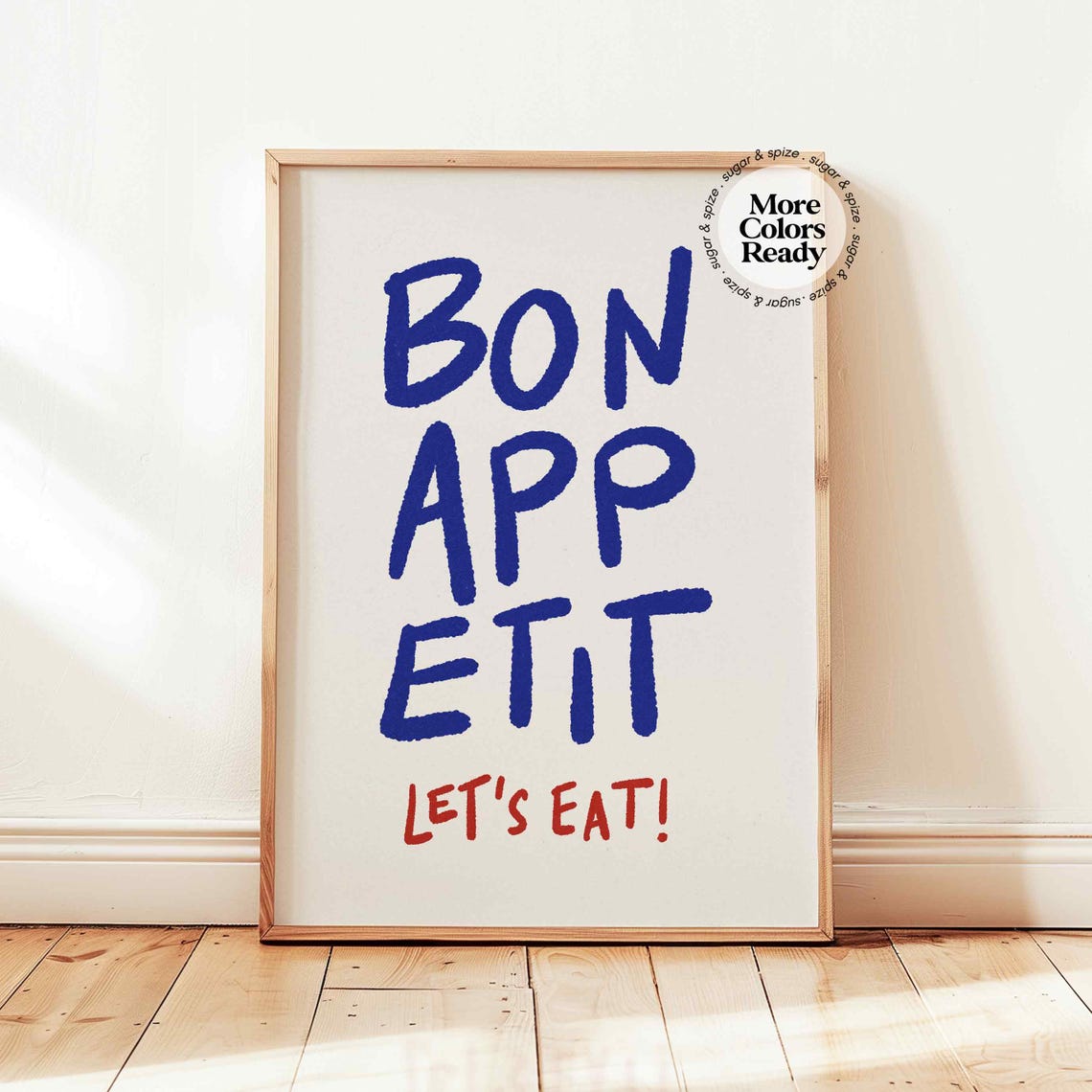 Bon Appetit Lets Eat Bold Hand Painted French Kitchen Poster
