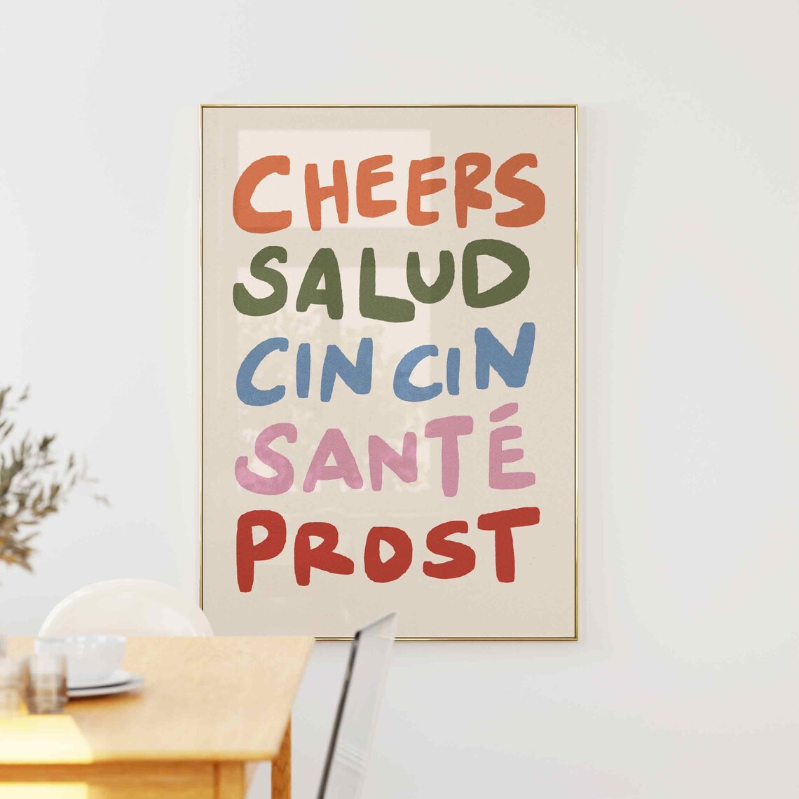 Cheers Salud Vintage Wine Art, Funky Bar Cart Poster - Image 5