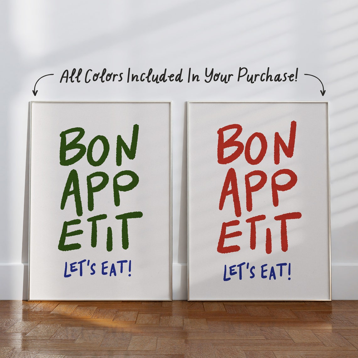 Bon Appetit Lets Eat Bold Hand Painted French Kitchen Poster - Image 2