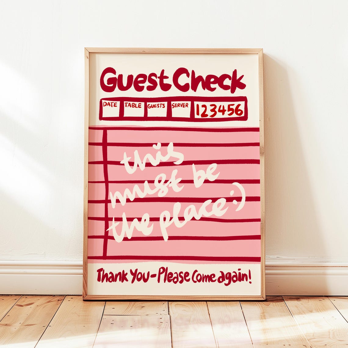 Guest Check This Must Be the Place Retro Restaurant Quote Poster