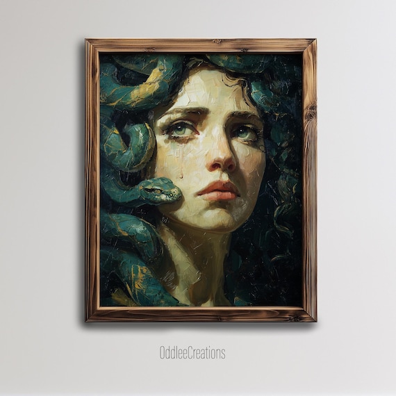 Medusa Serpent Hair Tragic Beauty Portrait Oil Painting Wall Art