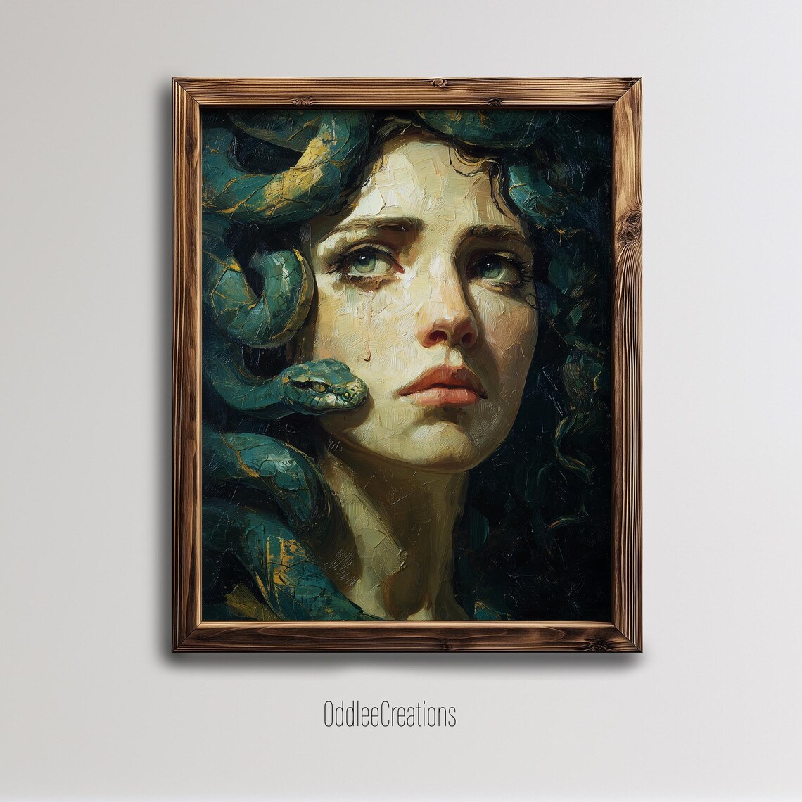 Medusa Serpent Hair Tragic Beauty Portrait Oil Painting Wall Art