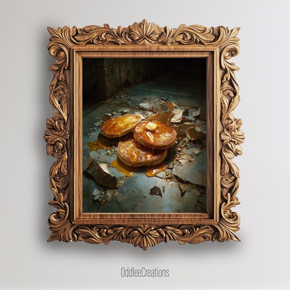 Pancake Art Creepy Kitchen Floor Scene Broken Plate Dark Atmosphere Wall Decor For Horror Lovers Gift Fod96