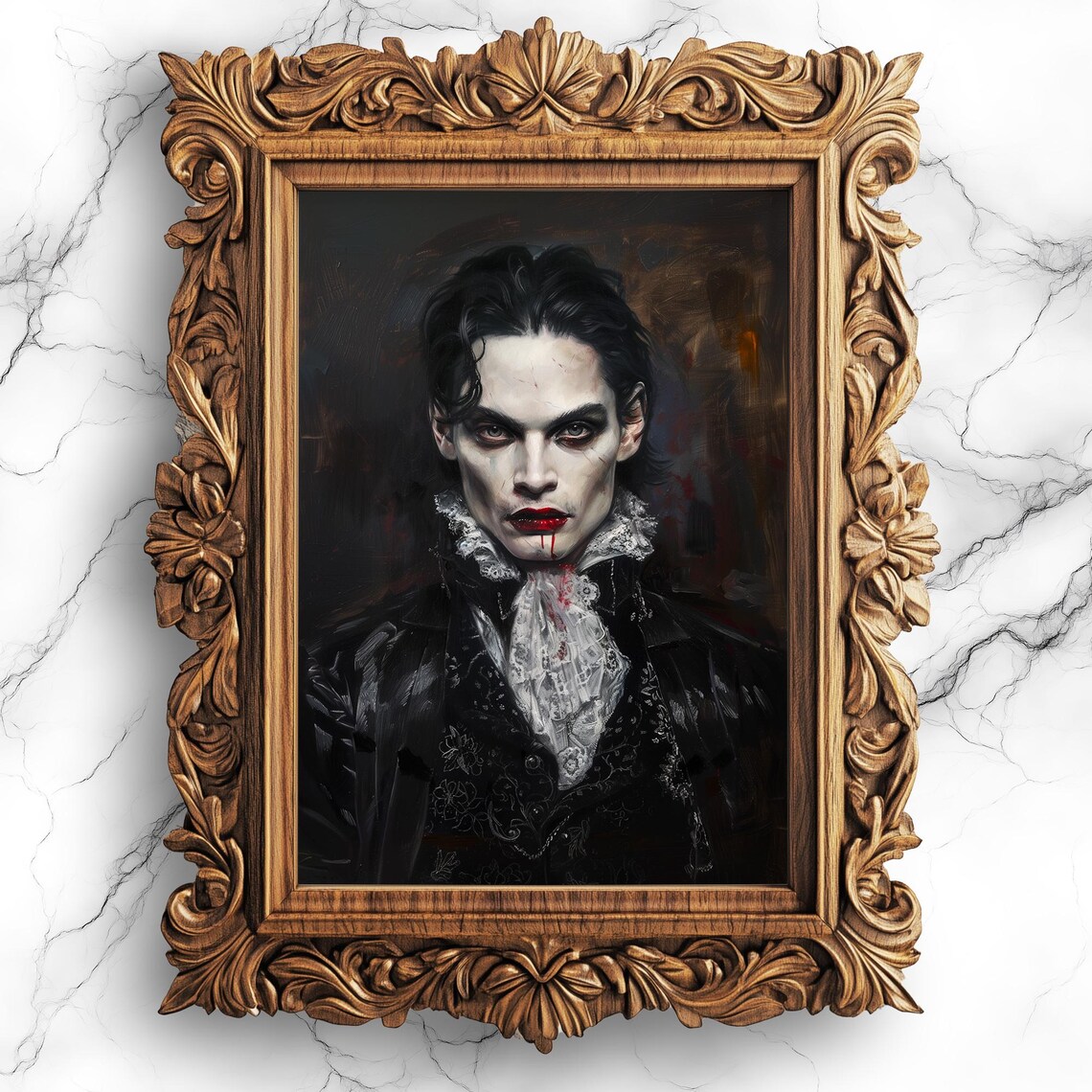 Gothic Young Vampire Portrait Dark Fantasy Victorian Oil Painting Poster