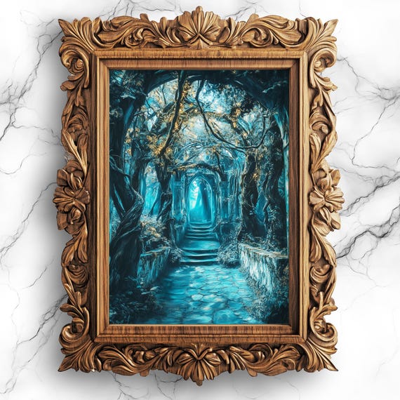 Enchanted Forest Dark Academia Wall Art Mystic Whimsigoth Oil Painting Fantasy Artwork For Home Decor Sce84
