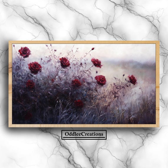 Gothic Floral Frame Tv Art Vintage Impressionist Roses And Wildflowers Scene For Home Decor Tlv39