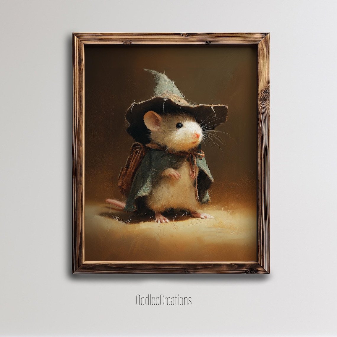 Witch Mouse Illustration Art Print, Cute Halloween