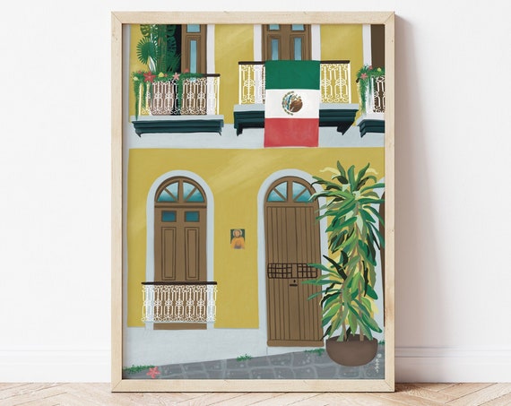 Mexico Art Print Mexico Illustration Poster Mexico Illustration Travel Print Mexico Print Mexico Art Print Mexico Drawing