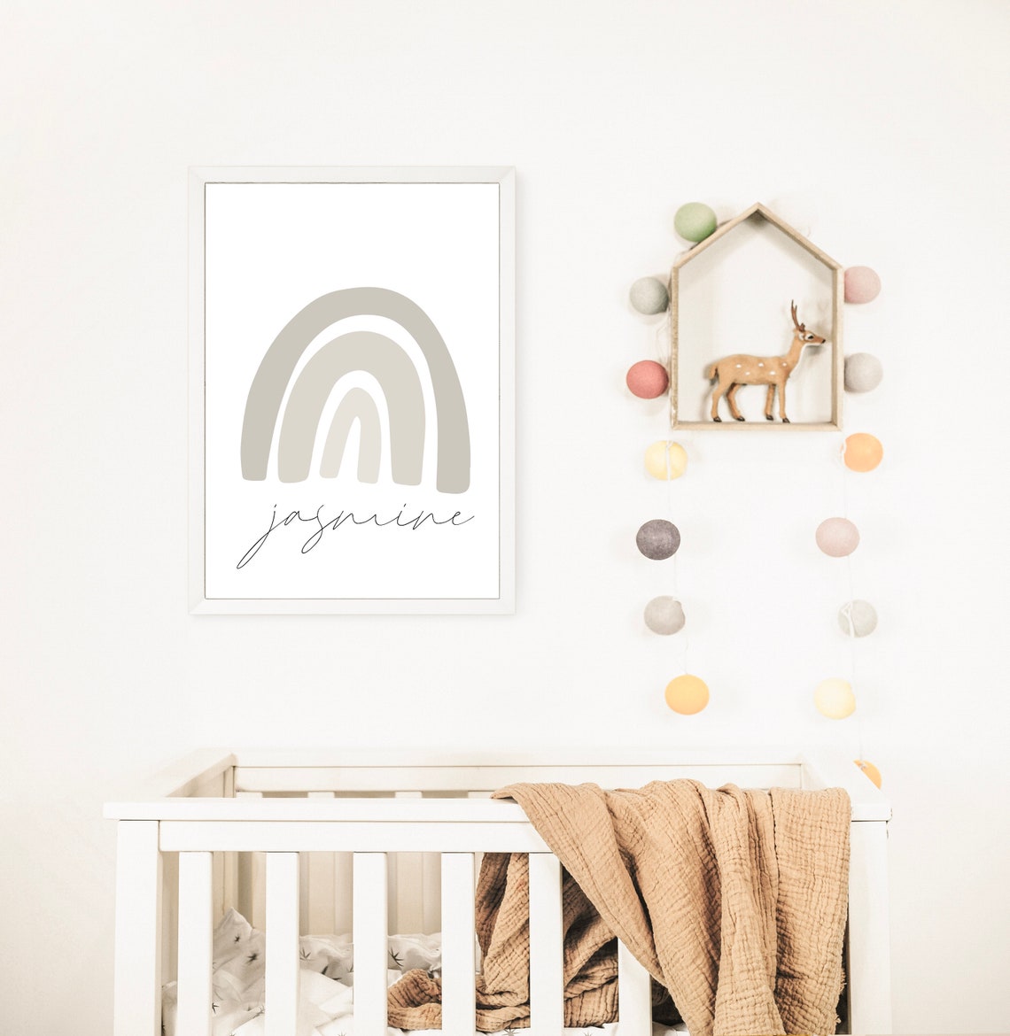 Boho Rainbow Custom Name Poster Neutral Arches Olivia Nursery Art - Image 4