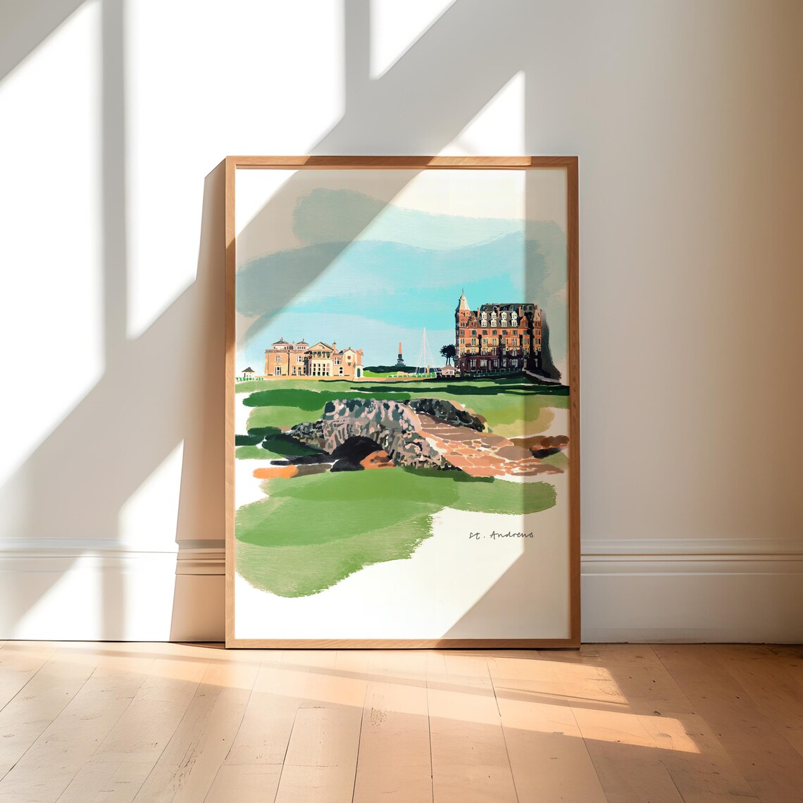 St Andrews Golf Course Illustration, Art Print
