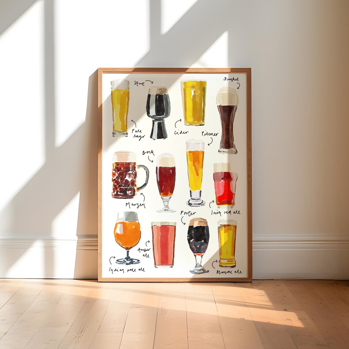 Beer Art Print, Kitchen Wall Man Cave Gift