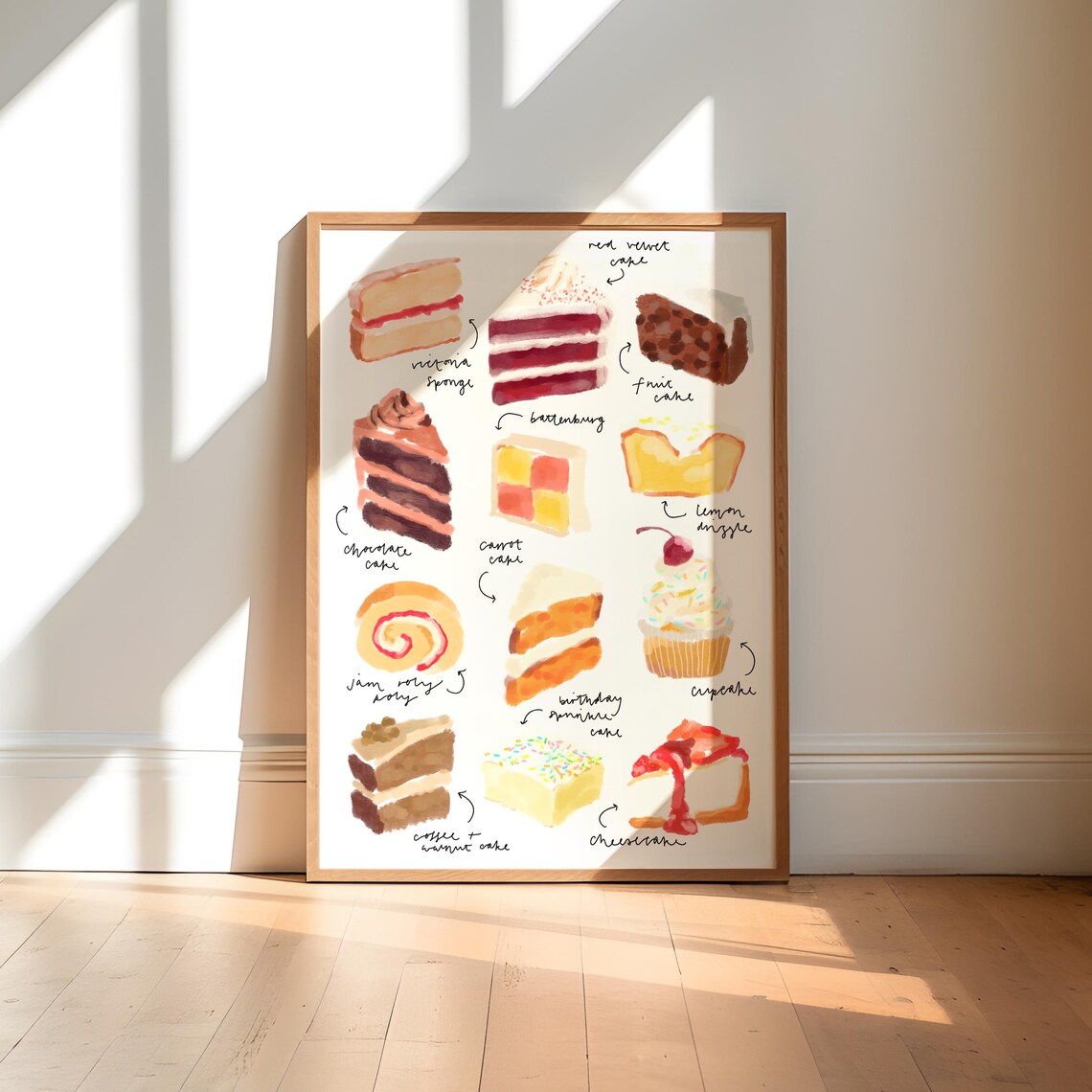 Cake Art Print, Kitchen Wall Baking Gift