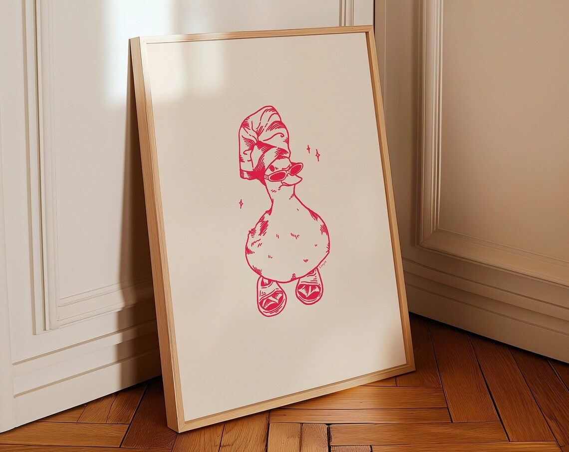 Cool Duck In Slippers Vintage Bathroom Poster - Image 4